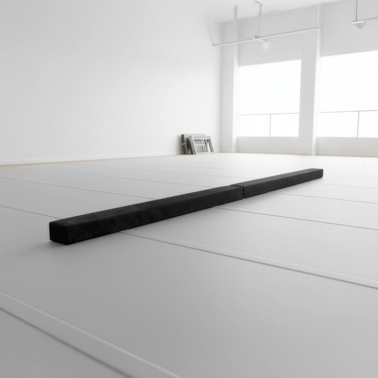 2.2m Gymnastics Folding Balance Beam Black Synthetic Suede