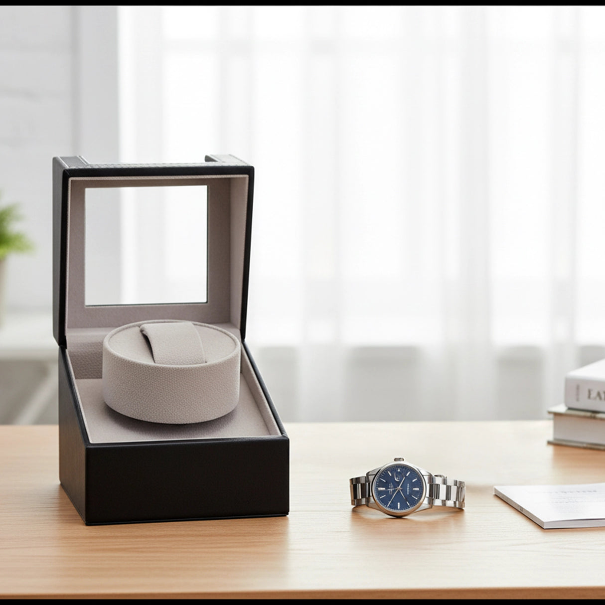 Automatic Watch Winder Display Box Case Motor Rotation Storage PU Leather