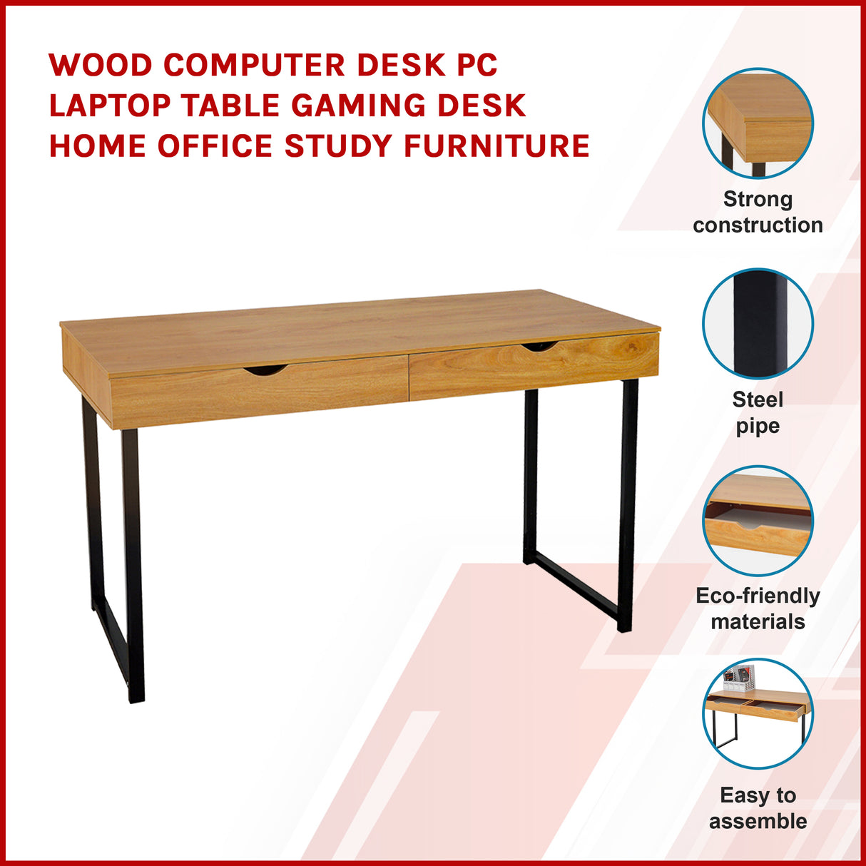 Wood Computer Desk PC Laptop Table Gaming Desk Home Office Study Furniture