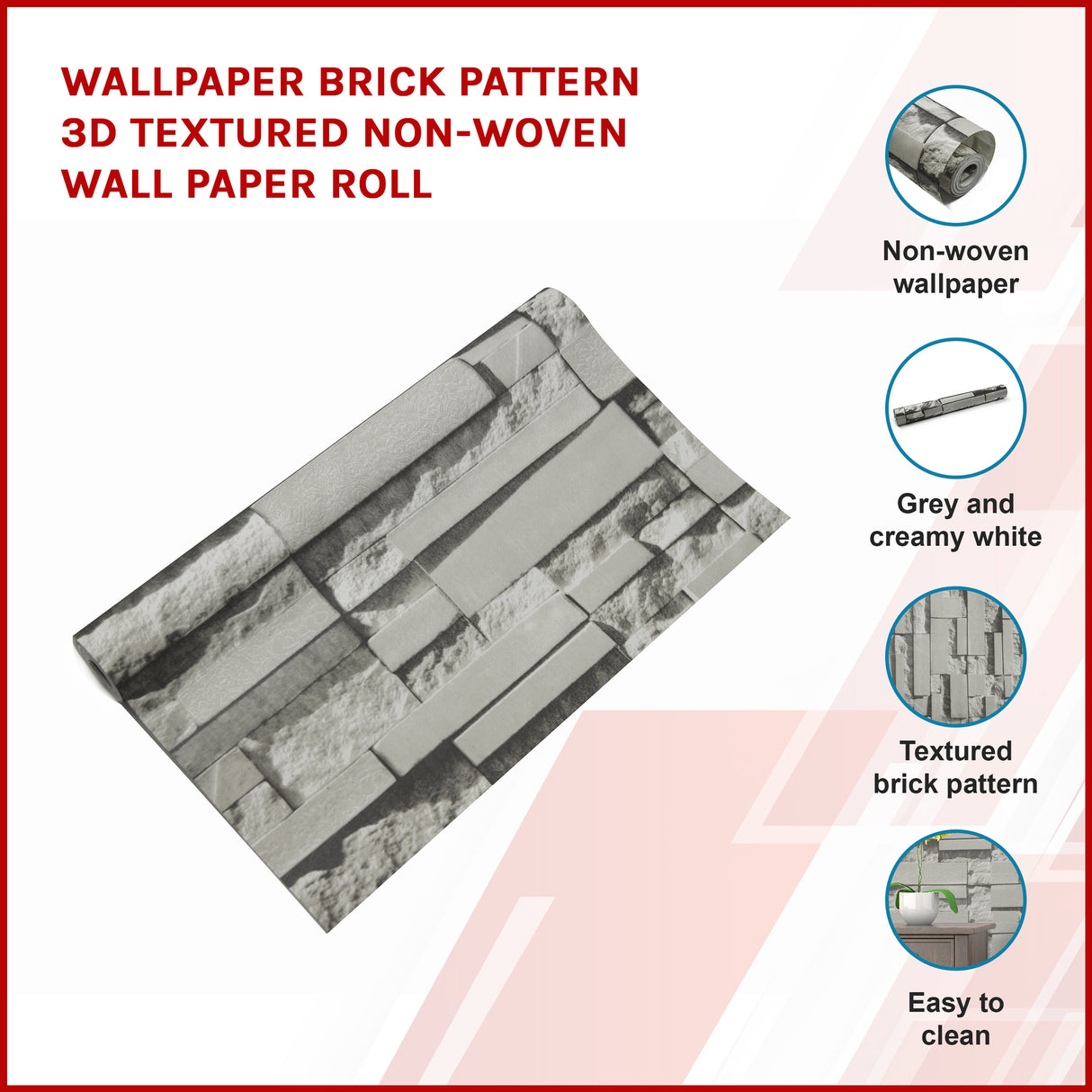 Wallpaper Brick Pattern 3D Textured Non-woven Wall Paper Roll