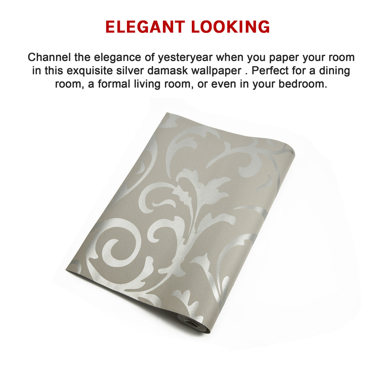 Wallpaper Silver Flower Pattern Non-woven Wall Paper Roll