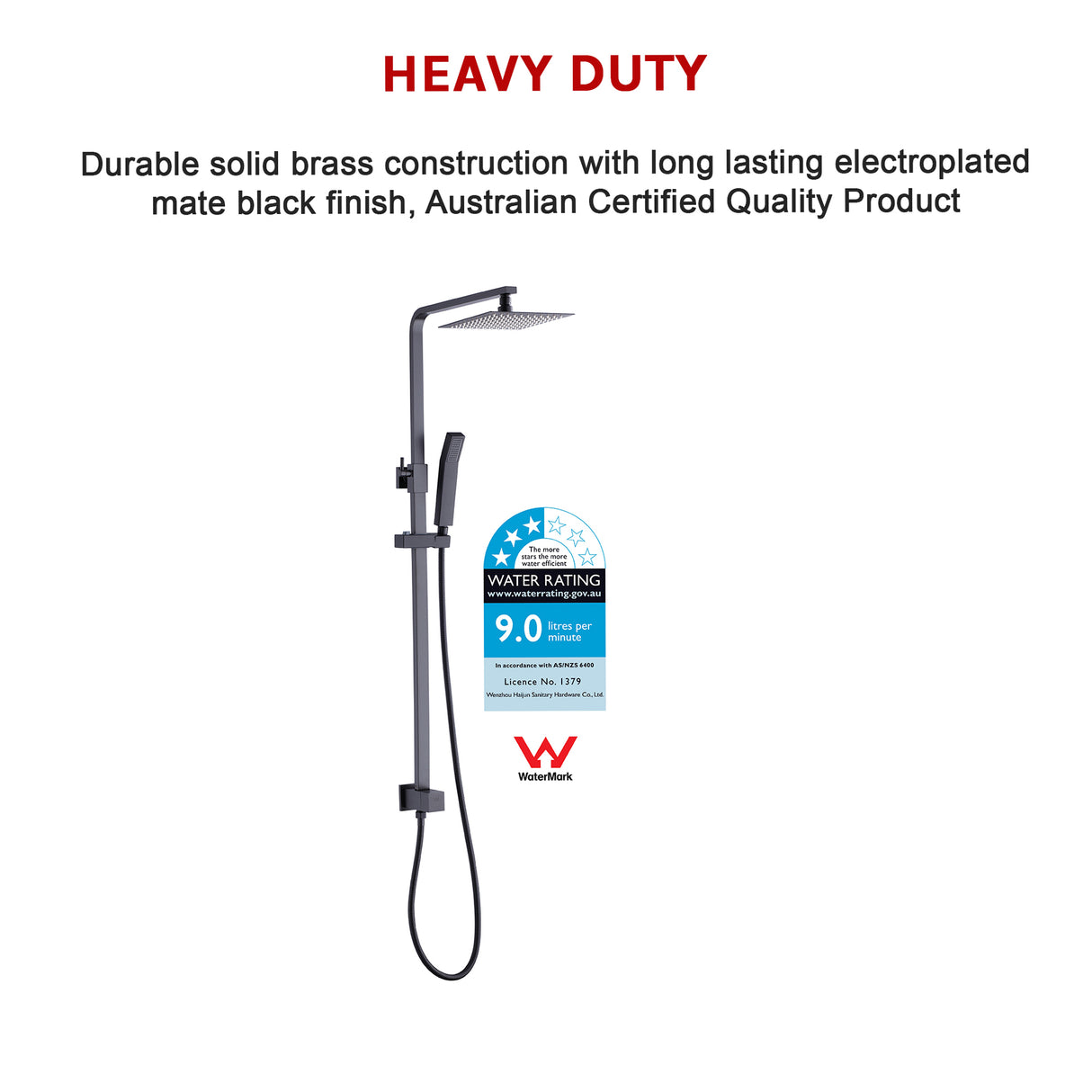 WELS 8" Rain Shower Head Set Square Dual Heads Faucet High Pressure Hand Held