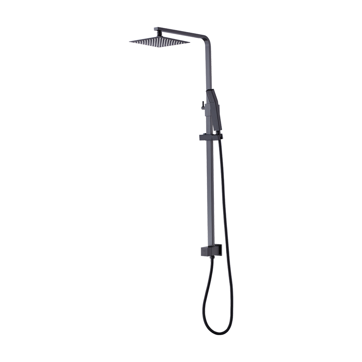 WELS 8" Rain Shower Head Set Square Dual Heads Faucet High Pressure Hand Held