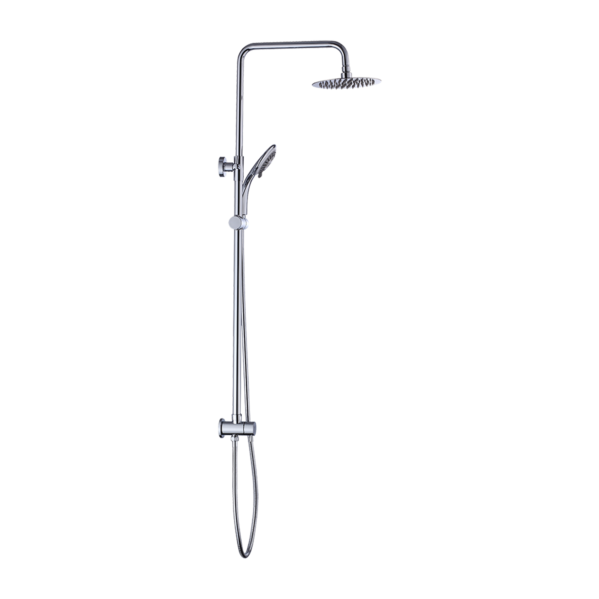 WELS 8" Rain Shower Head Set Rounded Dual Heads Faucet High Pressure Hand Held