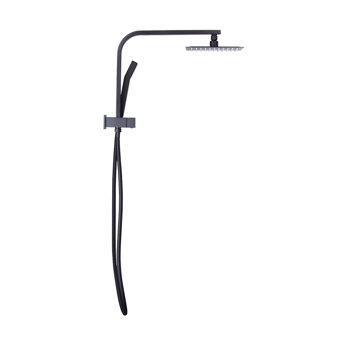 WELS 8" Rain Shower Head Set Square Dual Heads Faucet High Pressure Hand Held