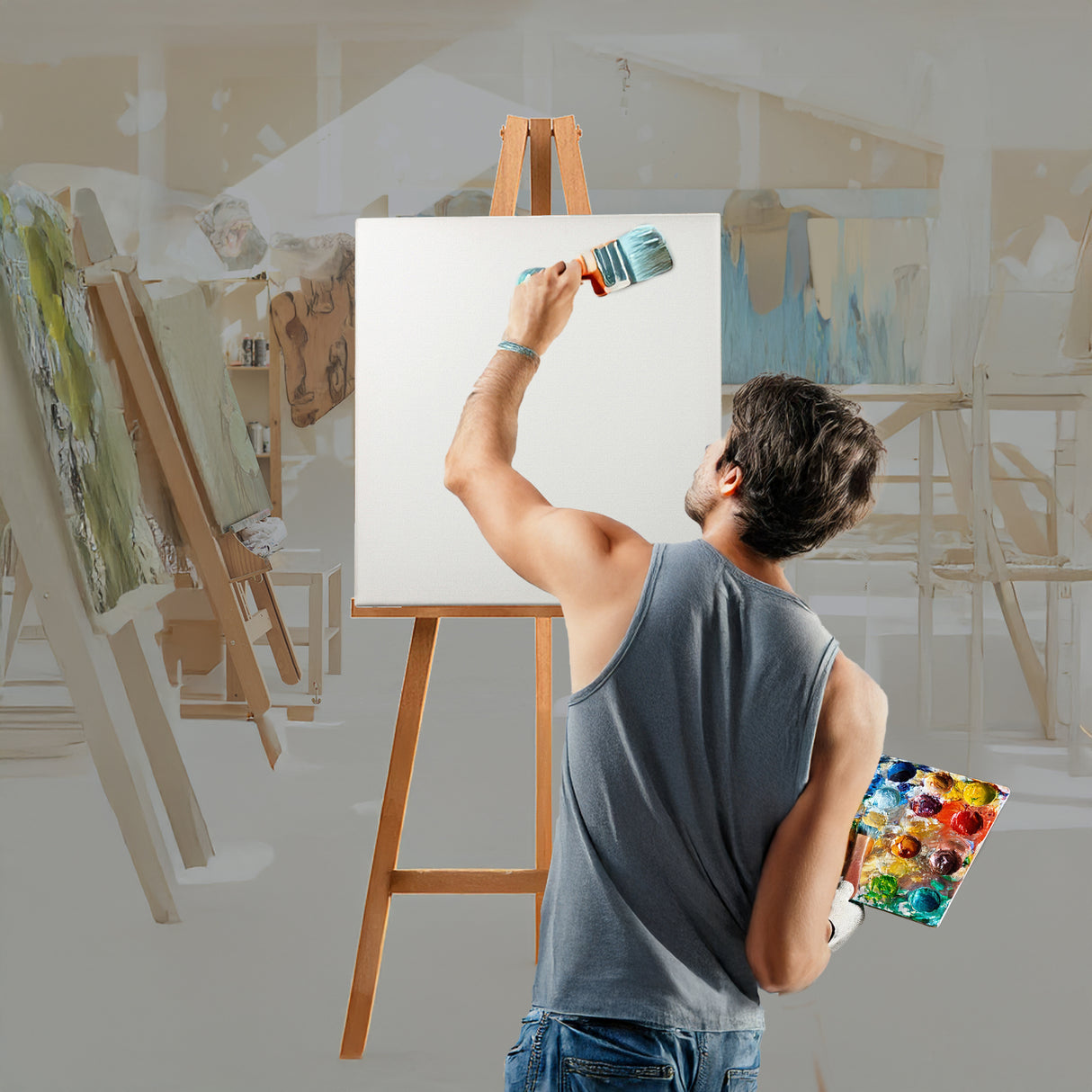 5 pack of 50x60cm Artist Blank Stretched Canvas Canvases Art Large White Range Oil Acrylic Wood