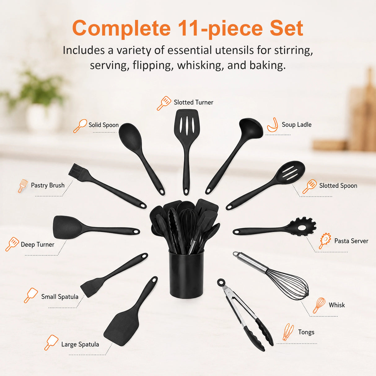 11pcs Kitchen Utensil Set Silicone Heat-Resistant Non-Stick Kitchen Utensils kit
