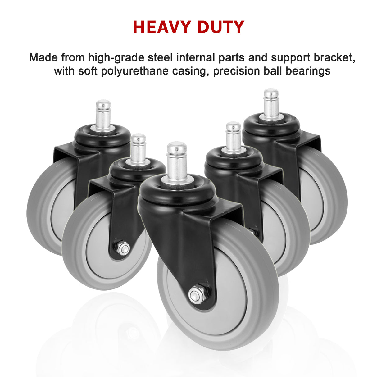 5x Office Chair Caster Wheels Set – Heavy Duty Universal Replacement for All Floors