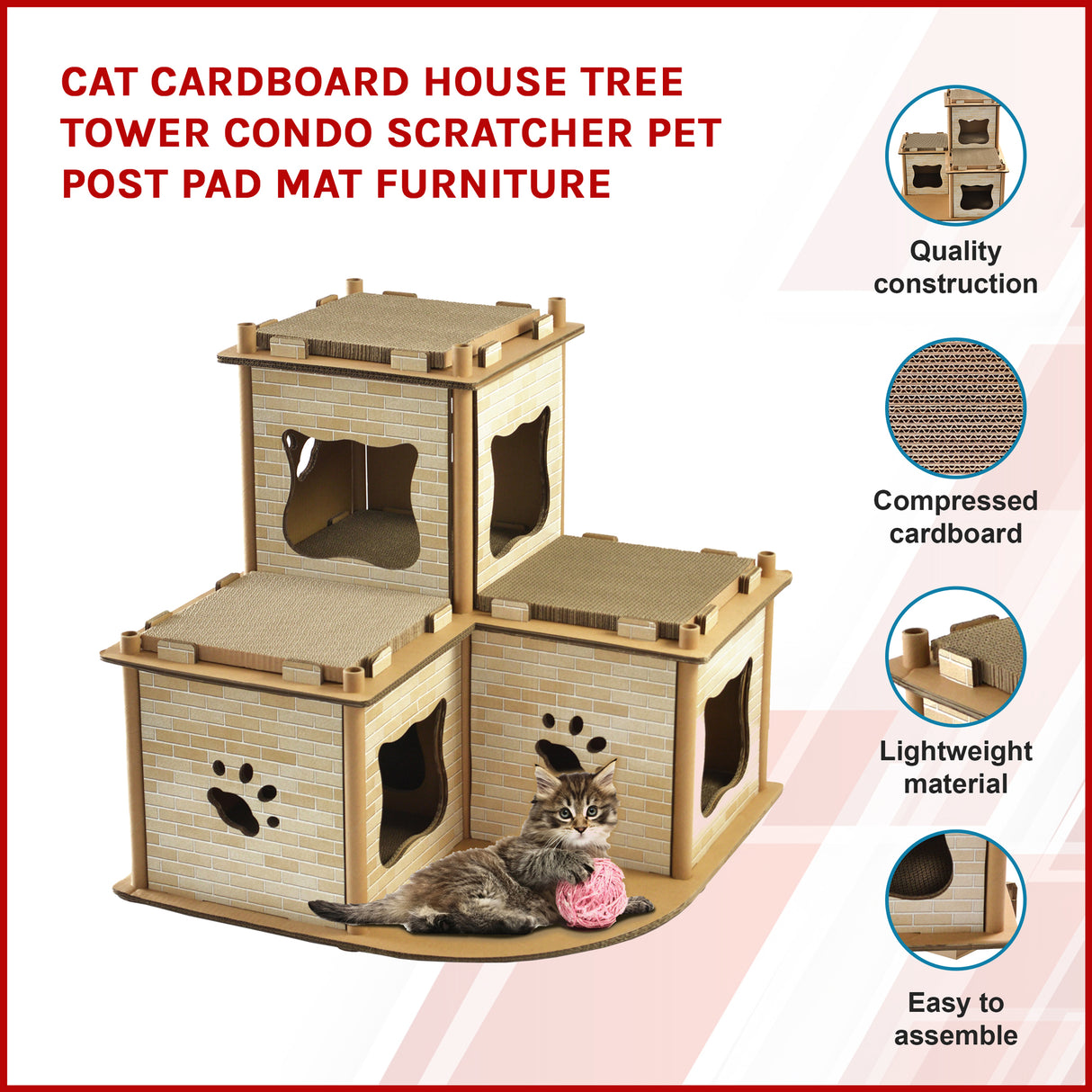 Cat Cardboard House Tree Tower Condo Scratcher Pet Post Pad Mat Furniture