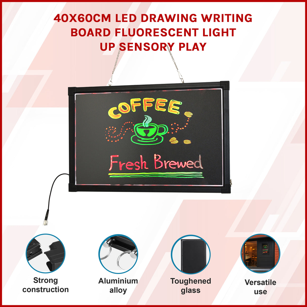 40x60cm LED Drawing Writing Board Fluorescent Light Up Sensory Play