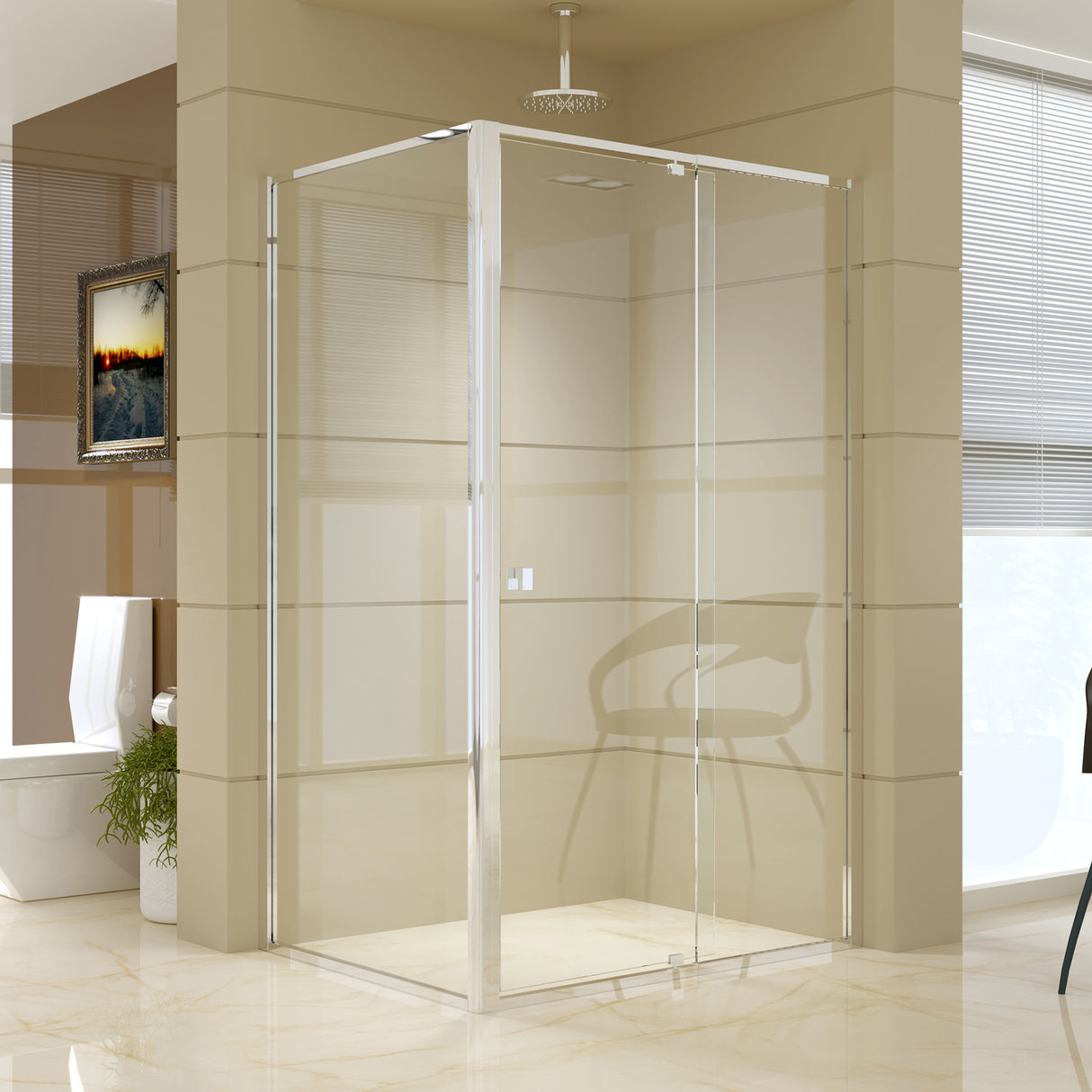Semi Frameless Shower Screen (114~122)x 195cm & (89~92)x 195cm Side AS/NZS Glass