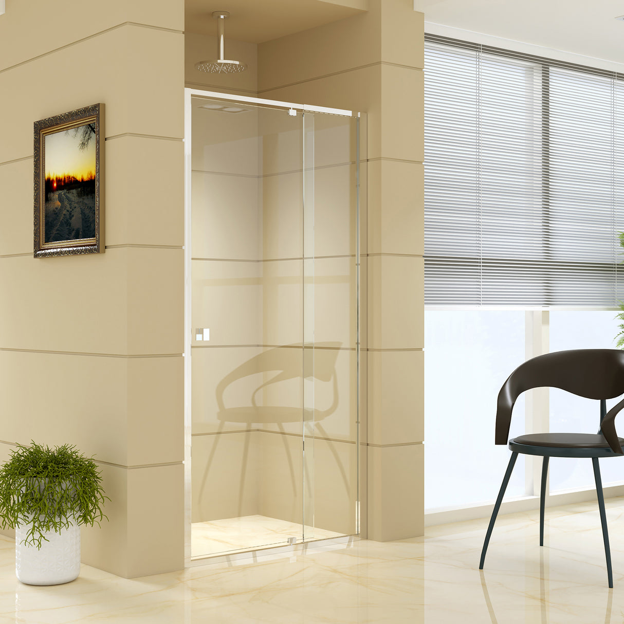 Adjustable Semi Frameless Shower Screen (98~106) x 195cm Australian Safety Glass