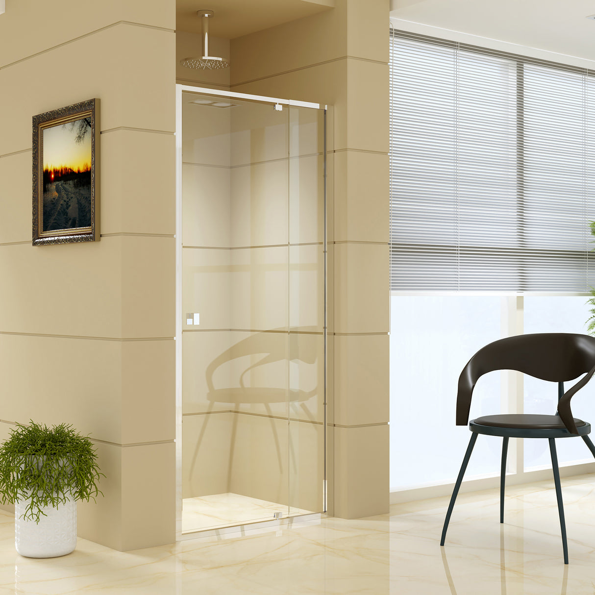 Adjustable Semi Frameless Shower Screen (82~90) x 195cm Australian Safety Glass