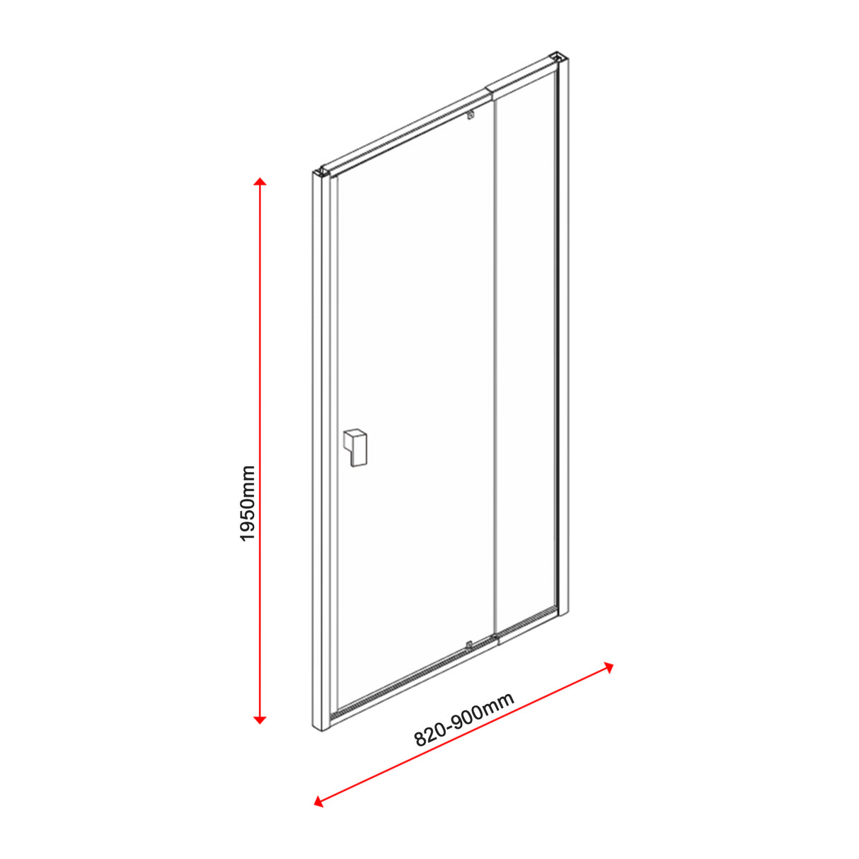 Adjustable Semi Frameless Shower Screen (82~90) x 195cm Australian Safety Glass