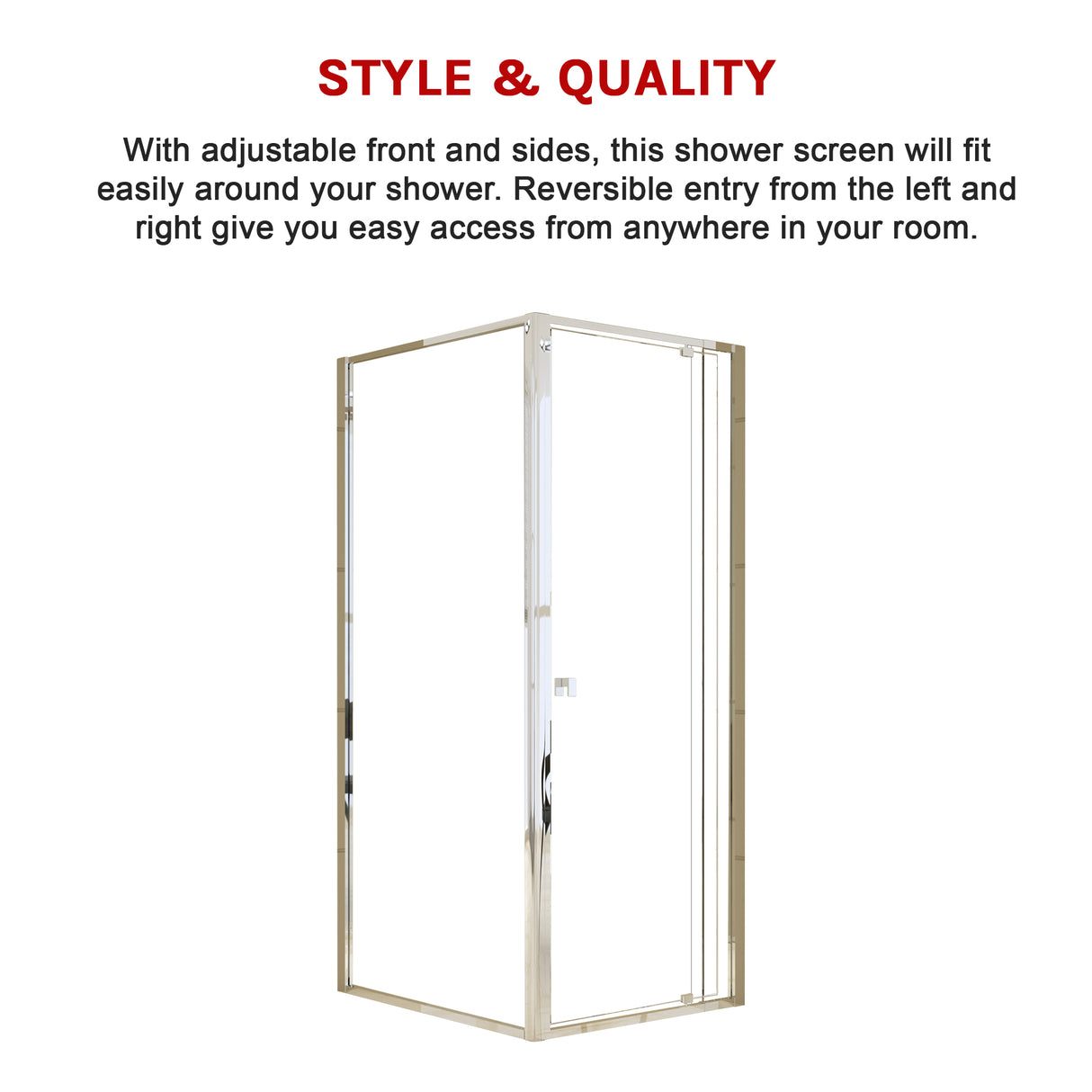 Semi Frameless Shower Screen (74~82)x 195cm & (89~92)x 195cm Side AS/NZS Glass
