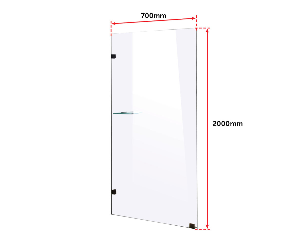 700 x 2000mm Frameless 10mm Safety Glass Shower Screen