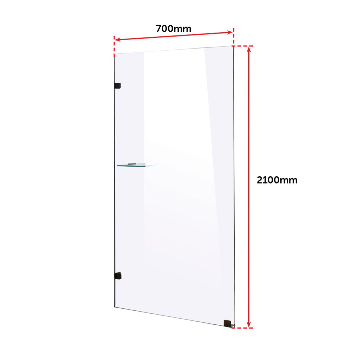 700 x 2100mm Frameless 10mm Safety Glass Shower Screen