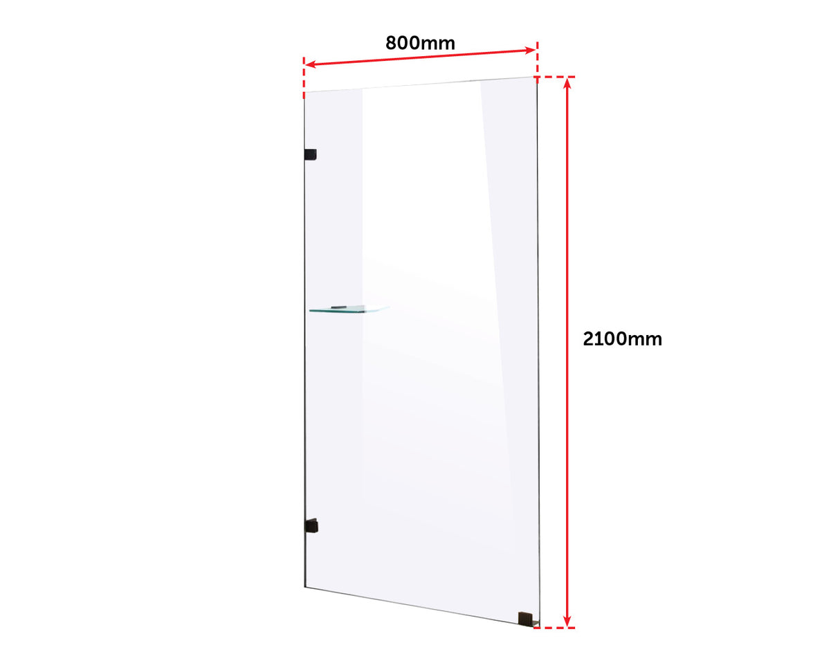 800 x 2100mm Frameless 10mm Safety Glass Shower Screen