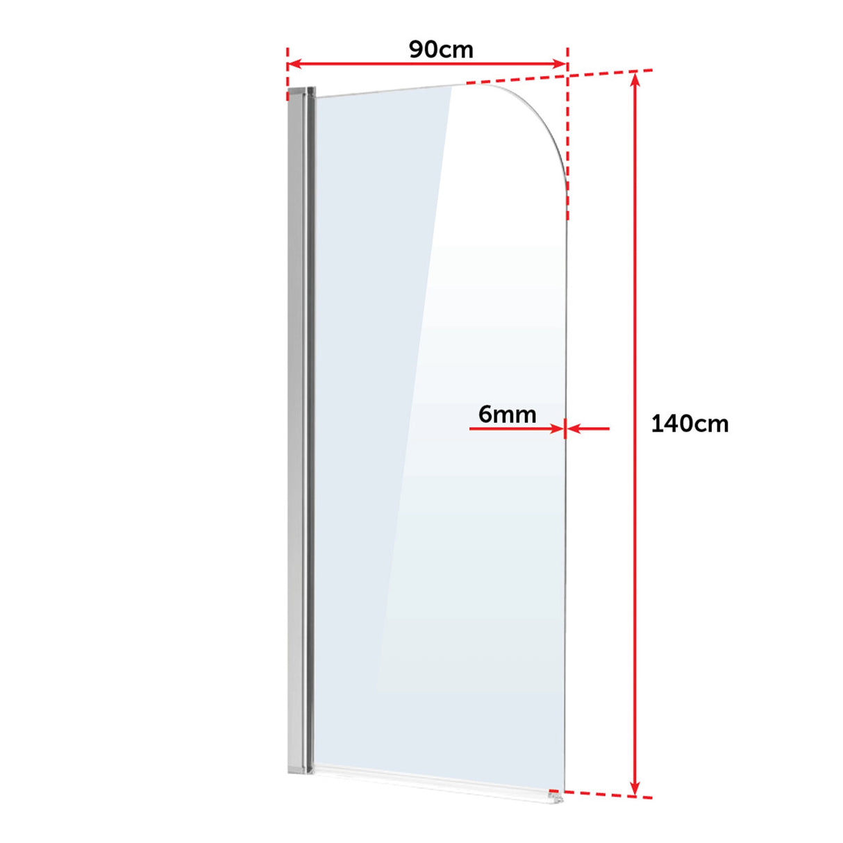 180 Degree Pivot Door 6mm Safety Glass Bath Shower Screen 900x1400mm By Della Francesca