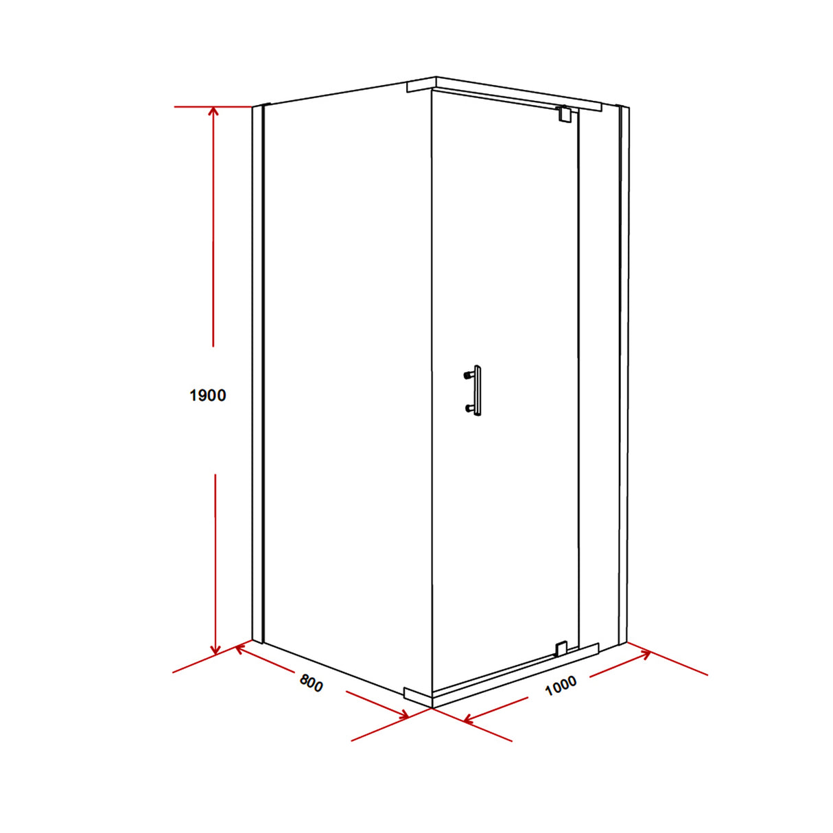 Shower Screen 1000x800x1900mm Framed Safety Glass Pivot Door By Della Francesca