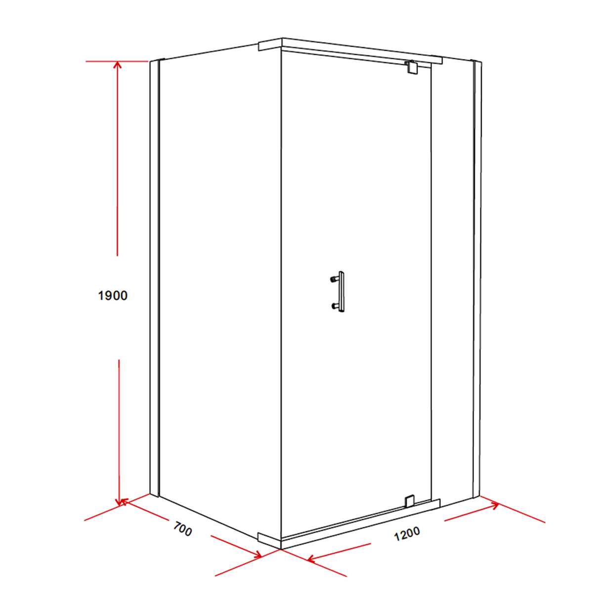 Shower Screen 1200x700x1900mm Framed Safety Glass Pivot Door By Della Francesca