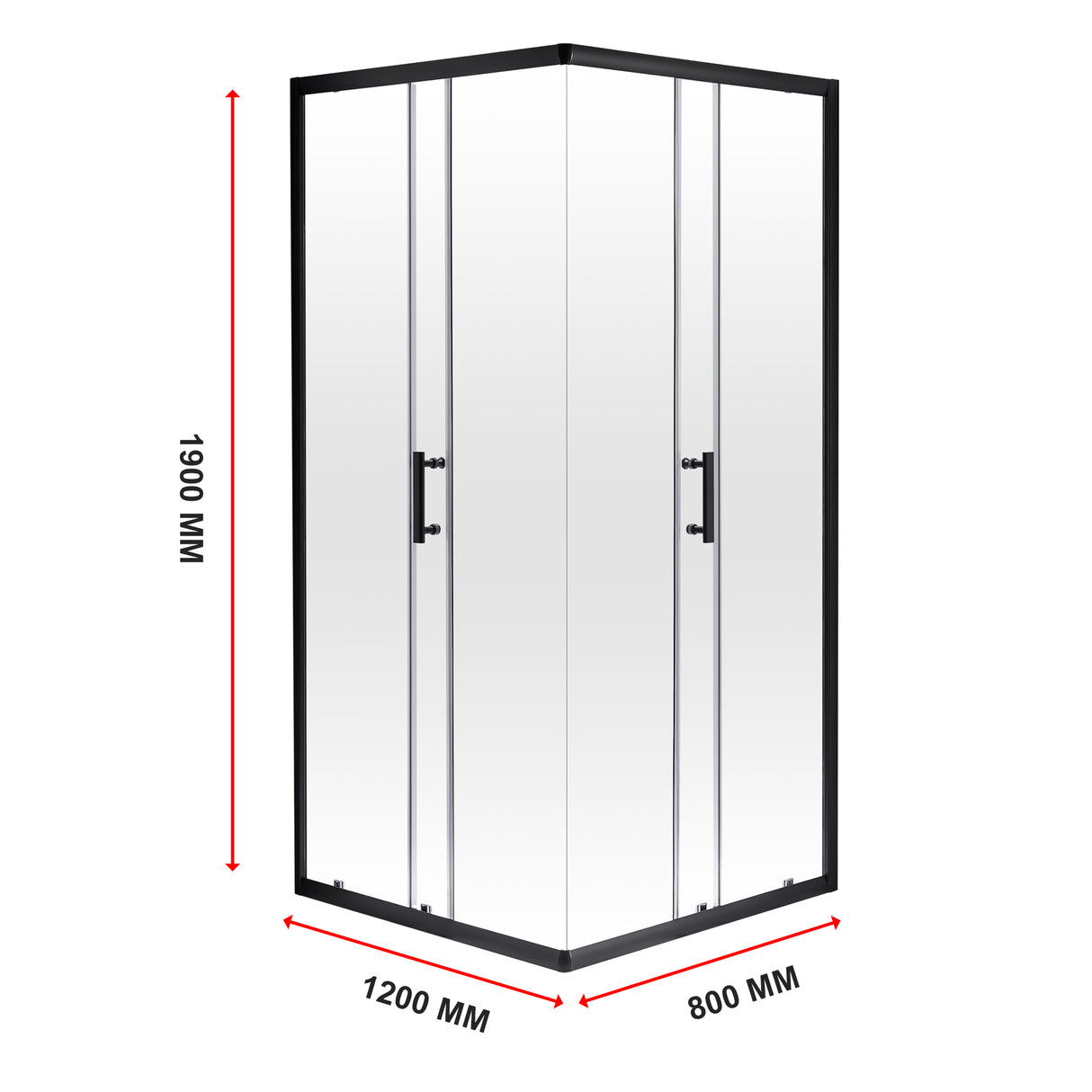 800 x 1200mm Sliding Door Nano Safety Glass Shower Screen By Della Francesca