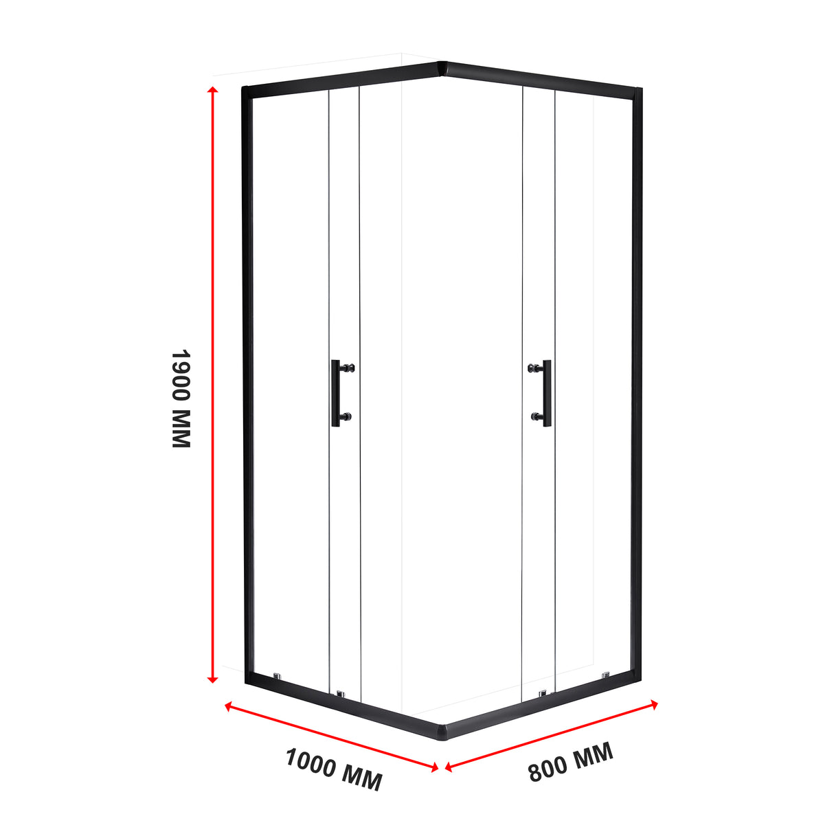 1000 x 800mm Sliding Door Nano Safety Glass Shower Screen By Della Francesca