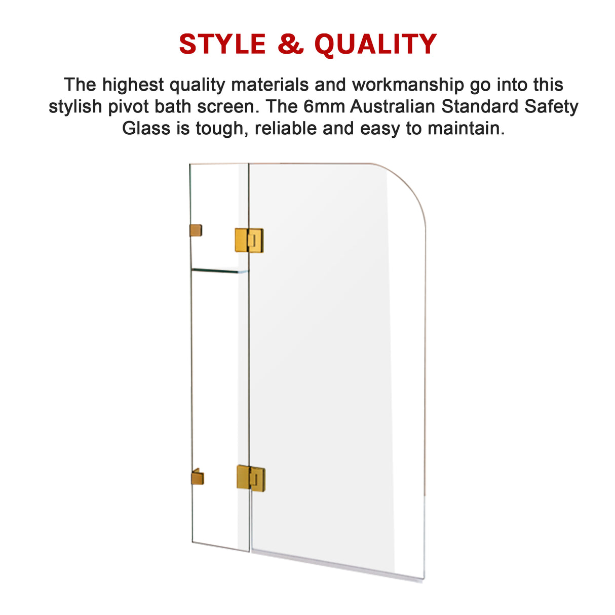 1200 x 1450mm Frameless Bath Panel 10mm Glass Shower Screen By Della Francesca