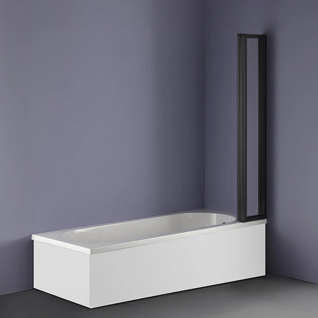 4 Fold Black Folding Bath Shower Screen Door Panel 1000 x 1400mm