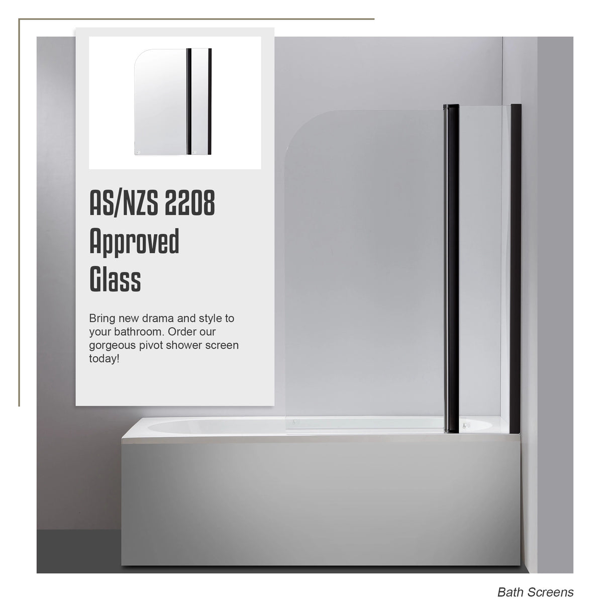 180 Degree Pivot Door 6mm Safety Glass Bath Shower Screen 1000x1400mm By Della Francesca