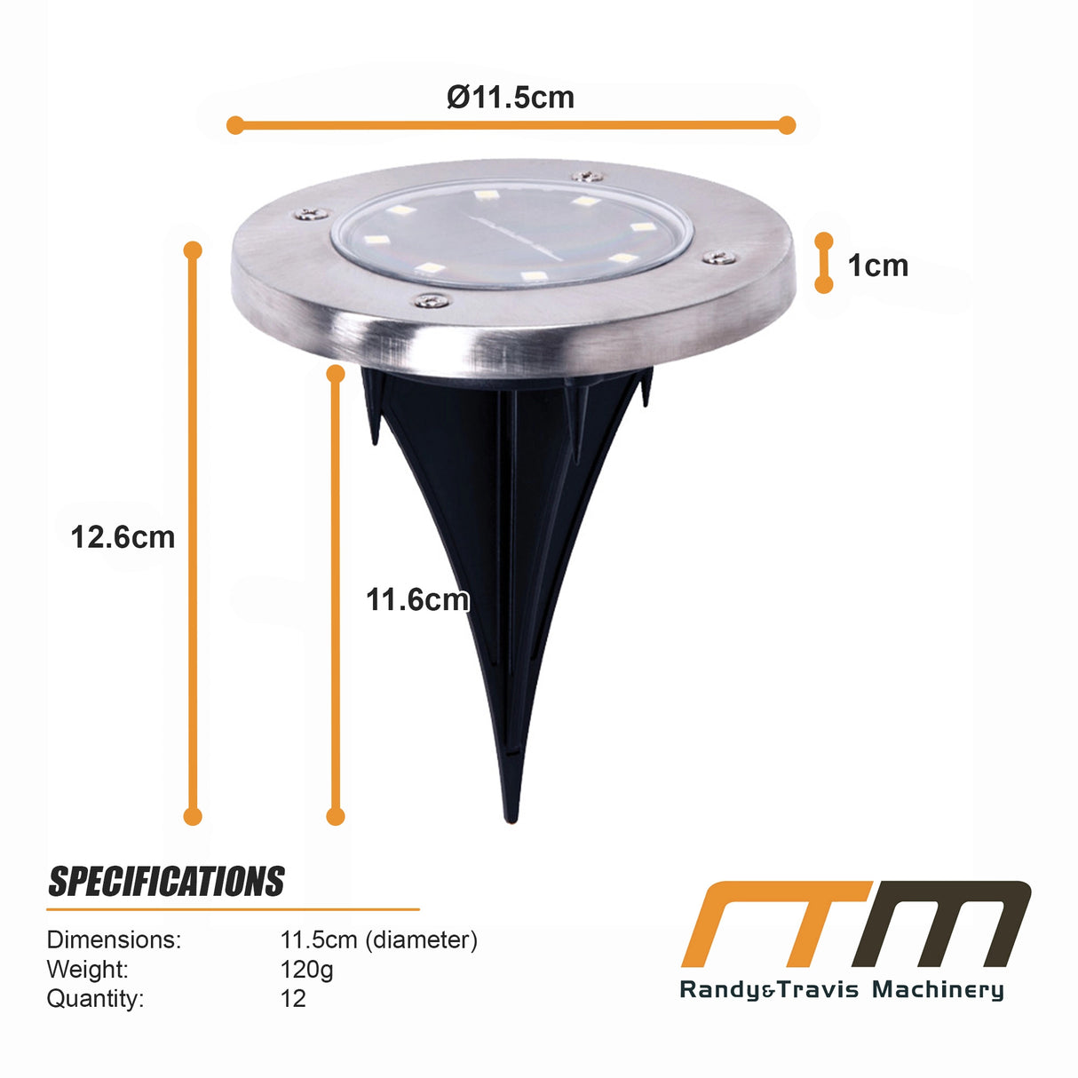12x Solar Powered LED Buried Inground Recessed Light Garden Outdoor Deck Path