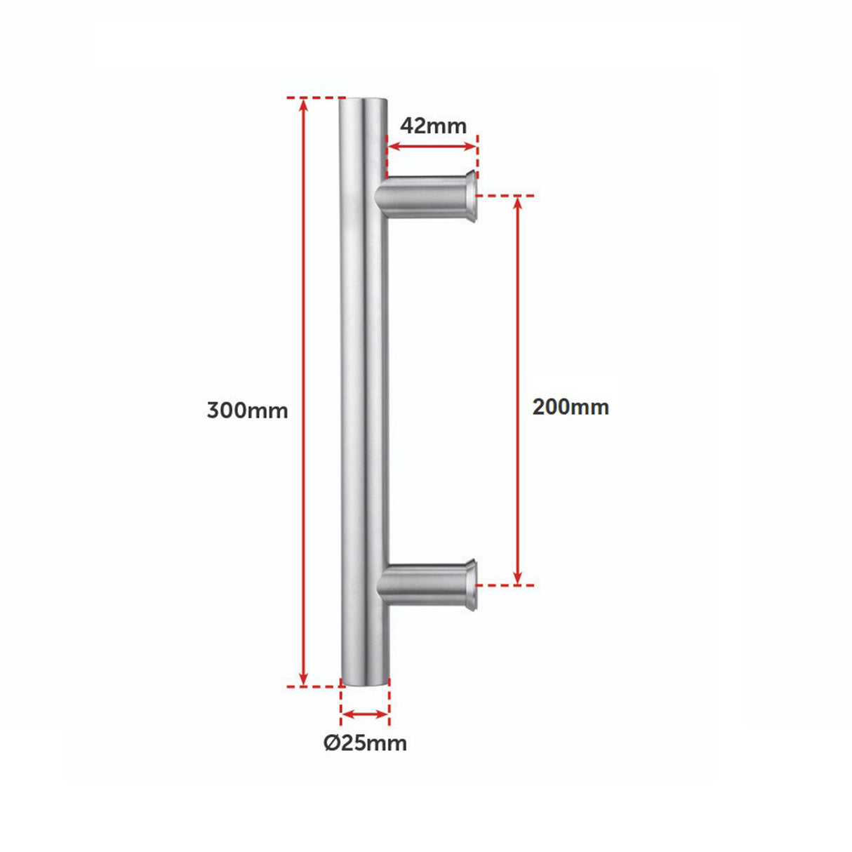 Round 300mm Stainless Steel Push Pull Door Handle for Wood Glass