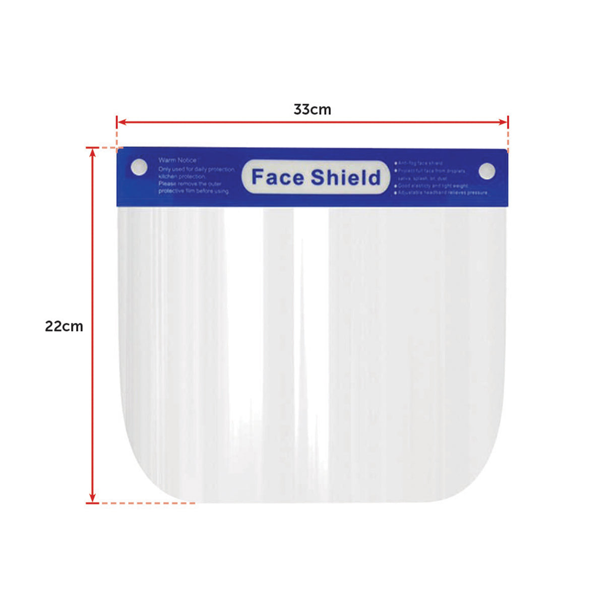 6x Safety Full Face Shield Clear Guard Protector Mask Anti-Fog + Elastic Head Band