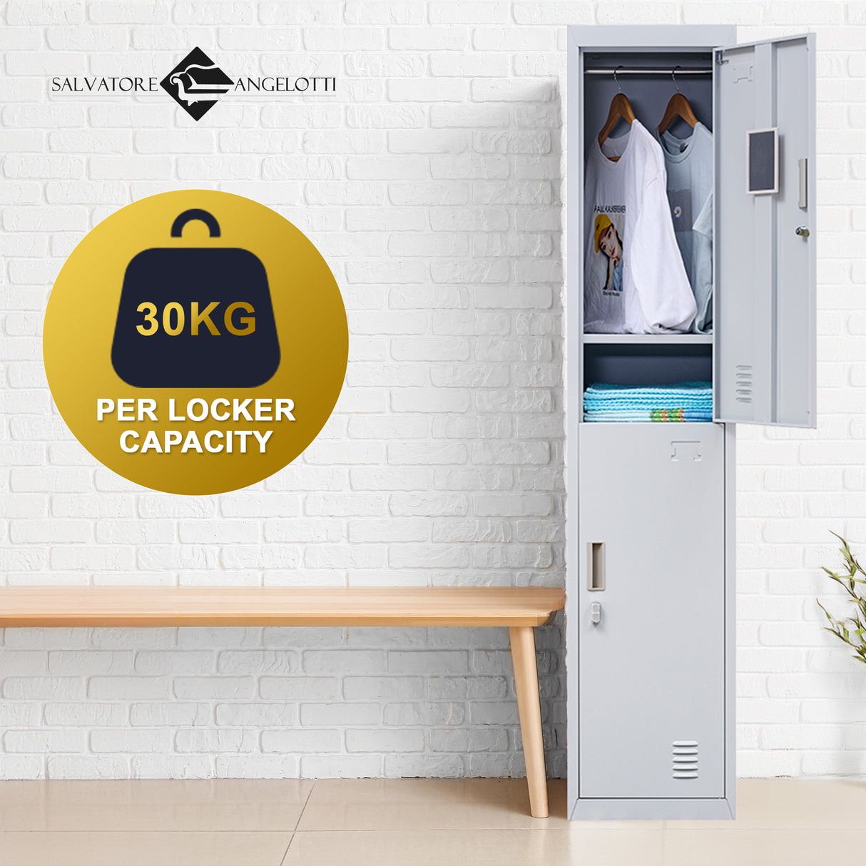 2-Door Vertical Locker for Office Gym Shed School Home Storage