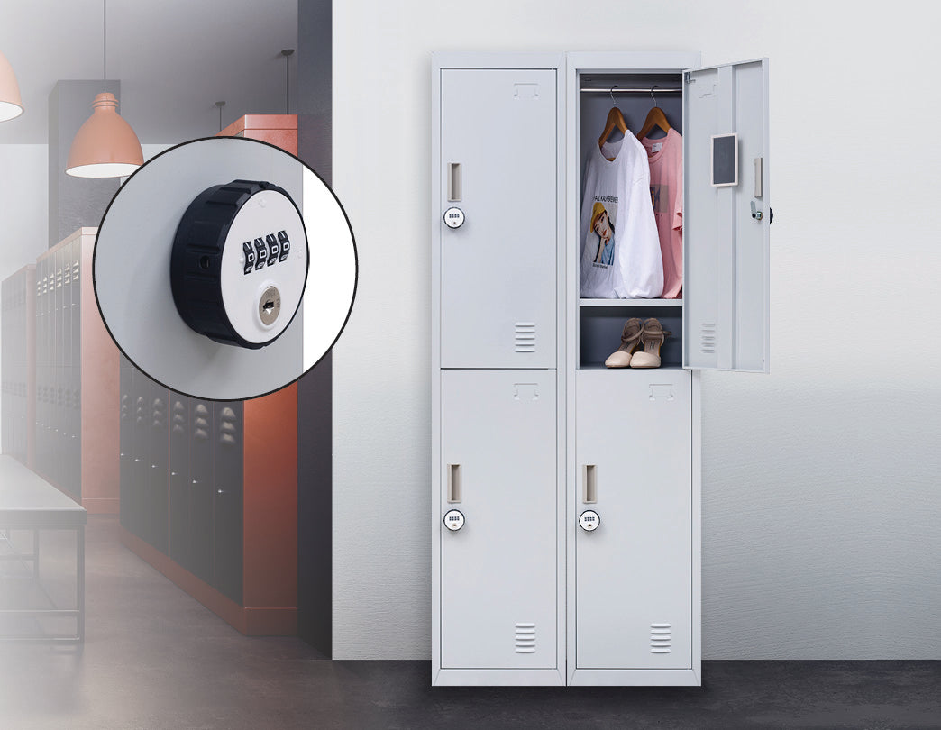 2-Door Vertical Locker for Office Gym Shed School Home Storage