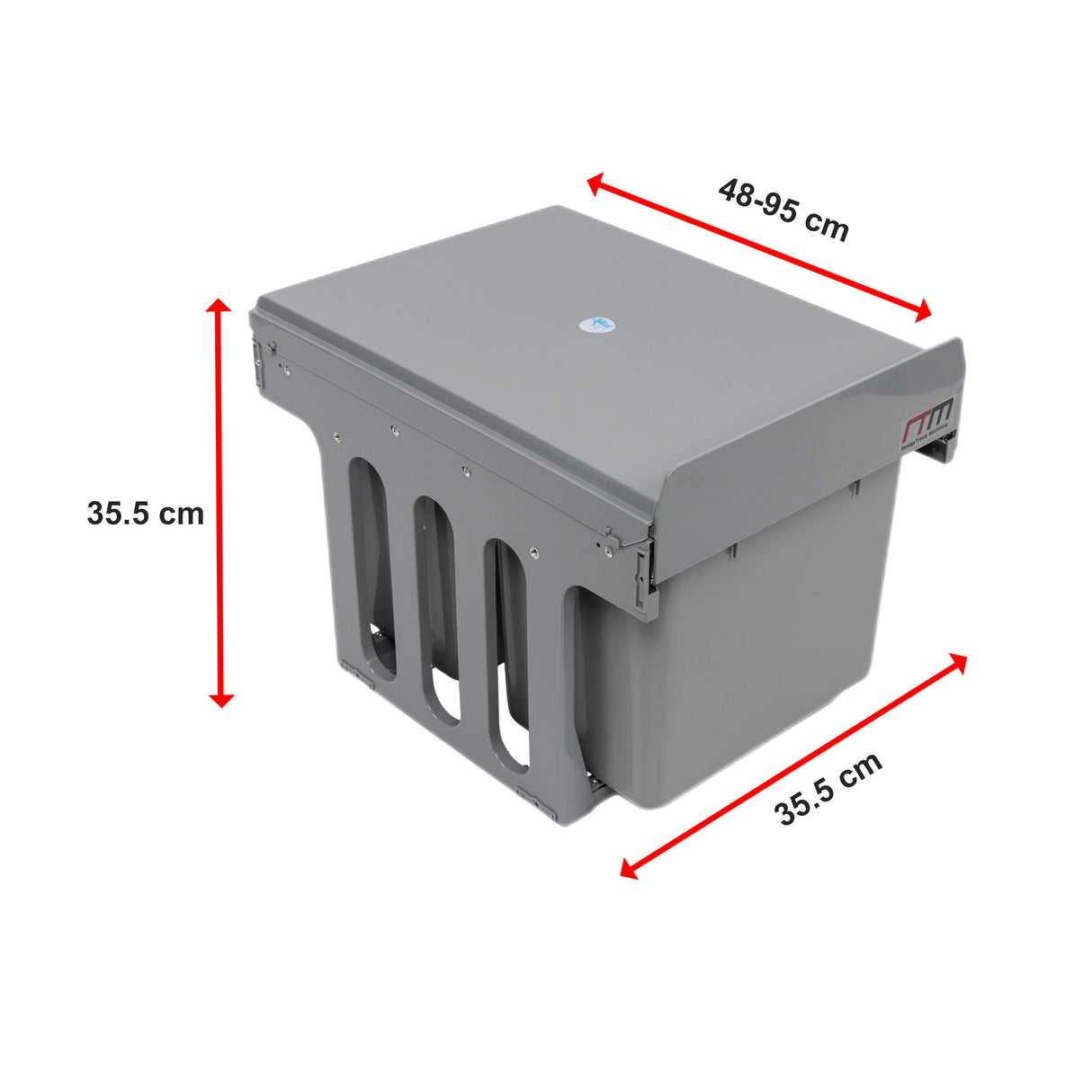 2x 15L Pull Out Trash Bin Dual Kitchen Garbage Waste Basket Cabinet Bin