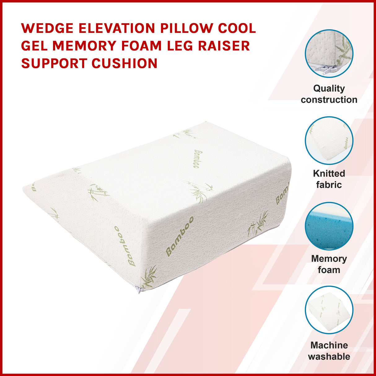 Wedge Elevation Pillow Cool Gel Memory Foam Leg Raiser Support Cushion