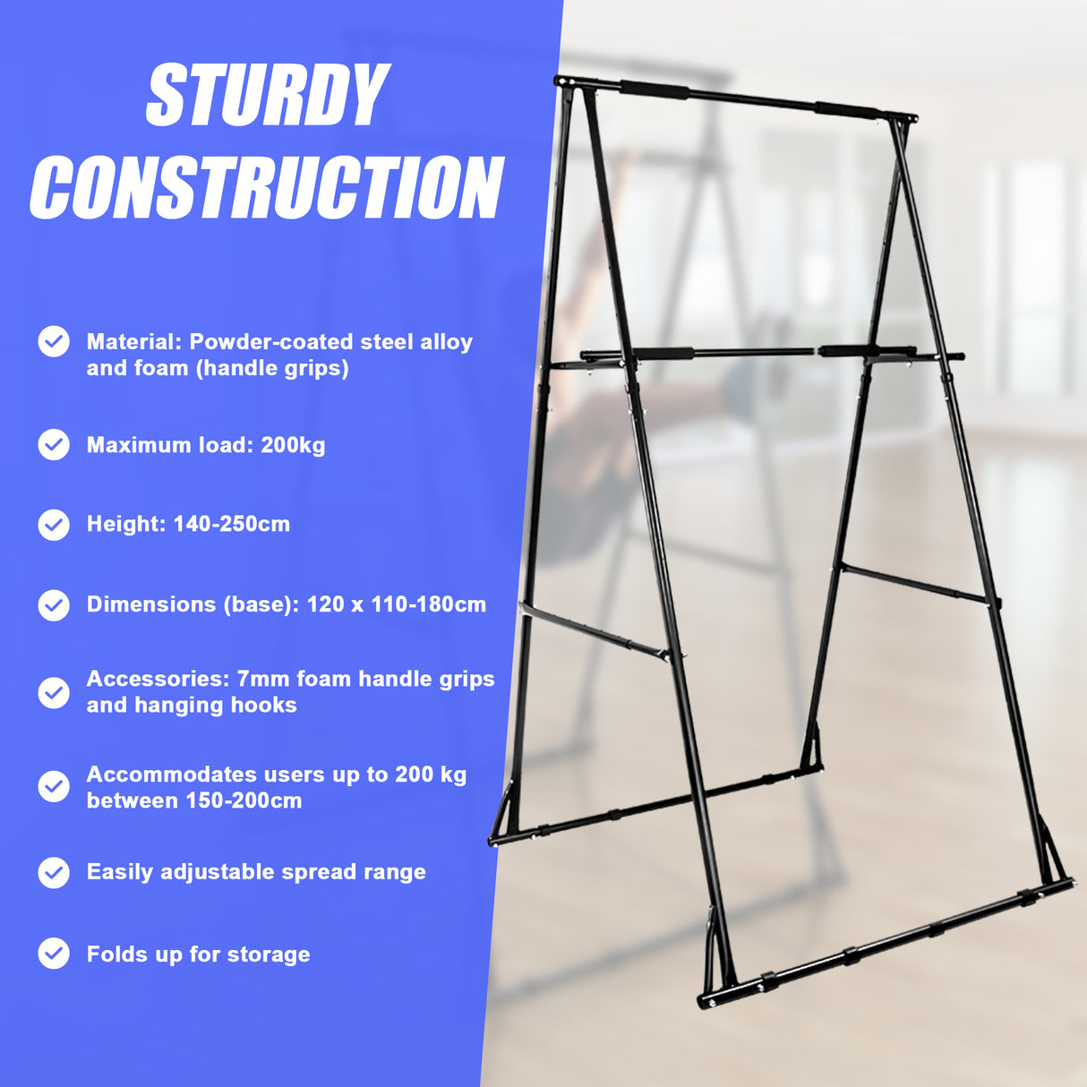 Pull-up Bar Free Standing Pull up Stand Sturdy Frame Indoor Pull Ups Machine