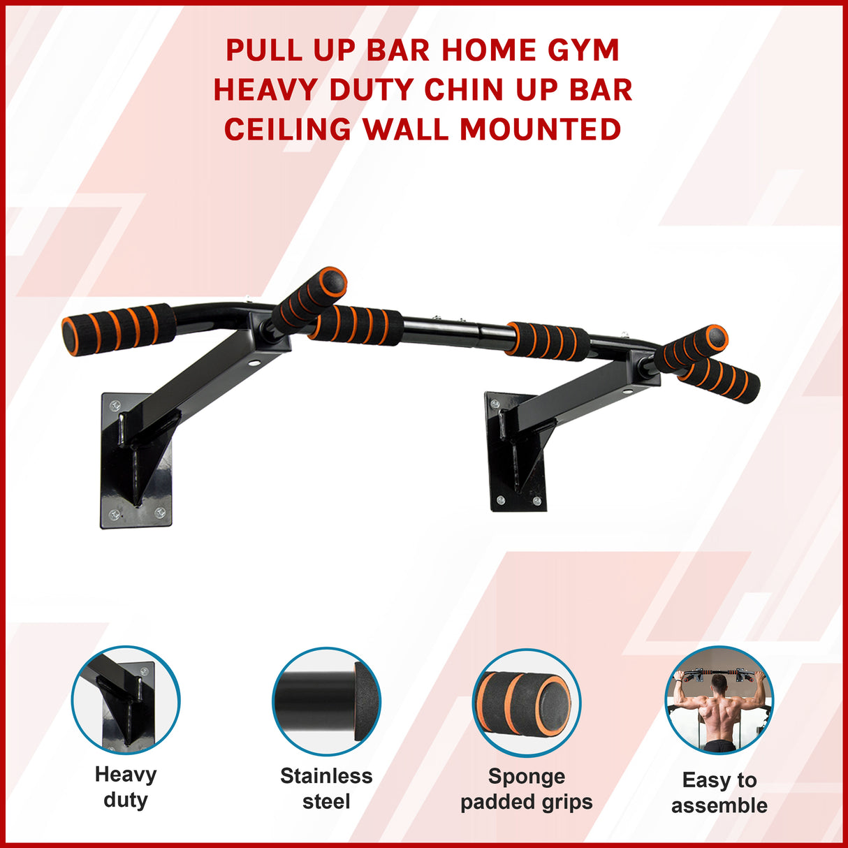 Heavy Duty Pull Up Bar Home Gym Chin Up Bar Wall Ceiling Mount