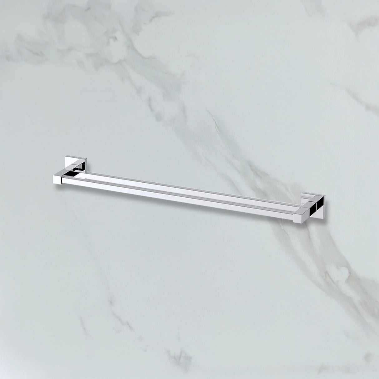 Double Classic Chrome Towel Bar Rail Bathroom