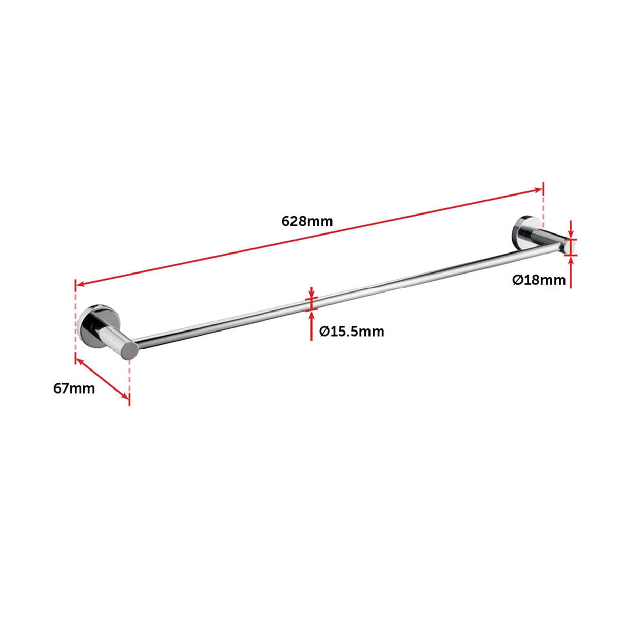 Classic Chrome Towel Bar Rail Bathroom