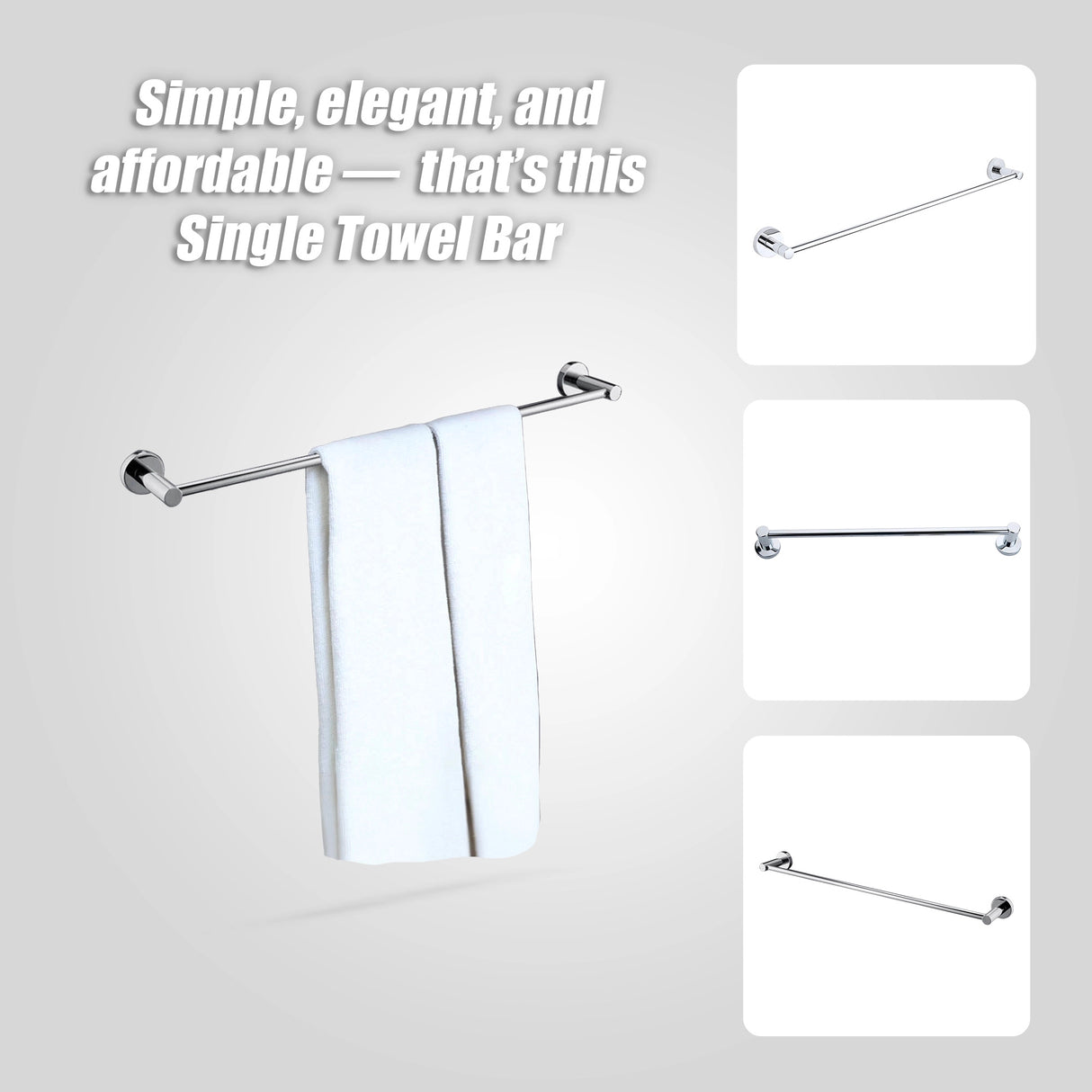Classic Chrome Towel Bar Rail Bathroom