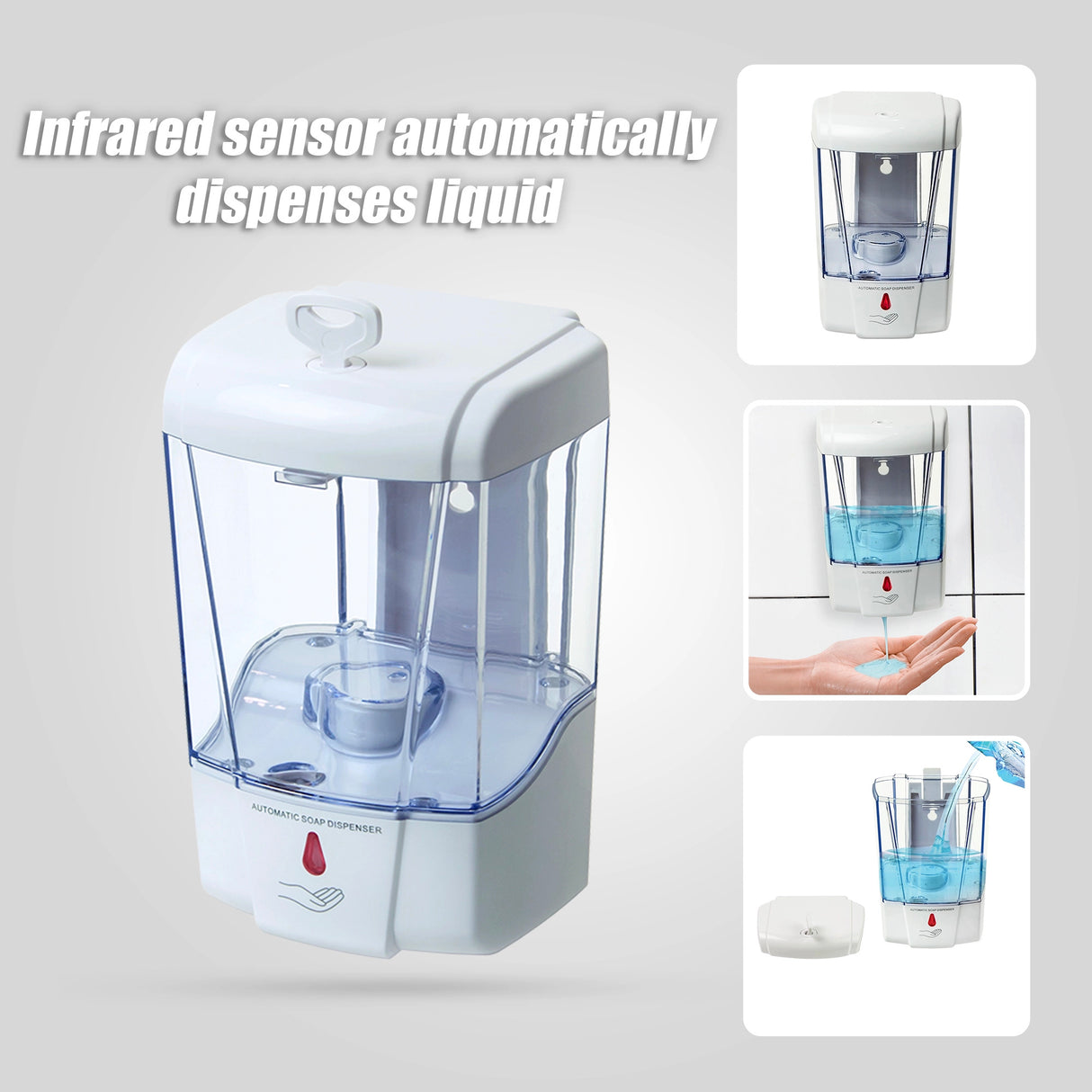 Automatic Liquid Soap/Alcohol Sanitizer Dispenser 700ML Hands-Free Sensor Wall