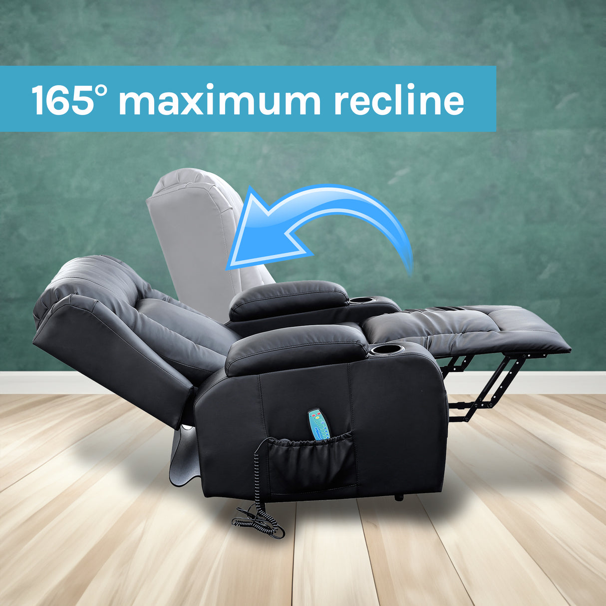 Recliner Chair – Electric Massage Lift Chair with Heat Function PU Leather Lounge Sofa Black