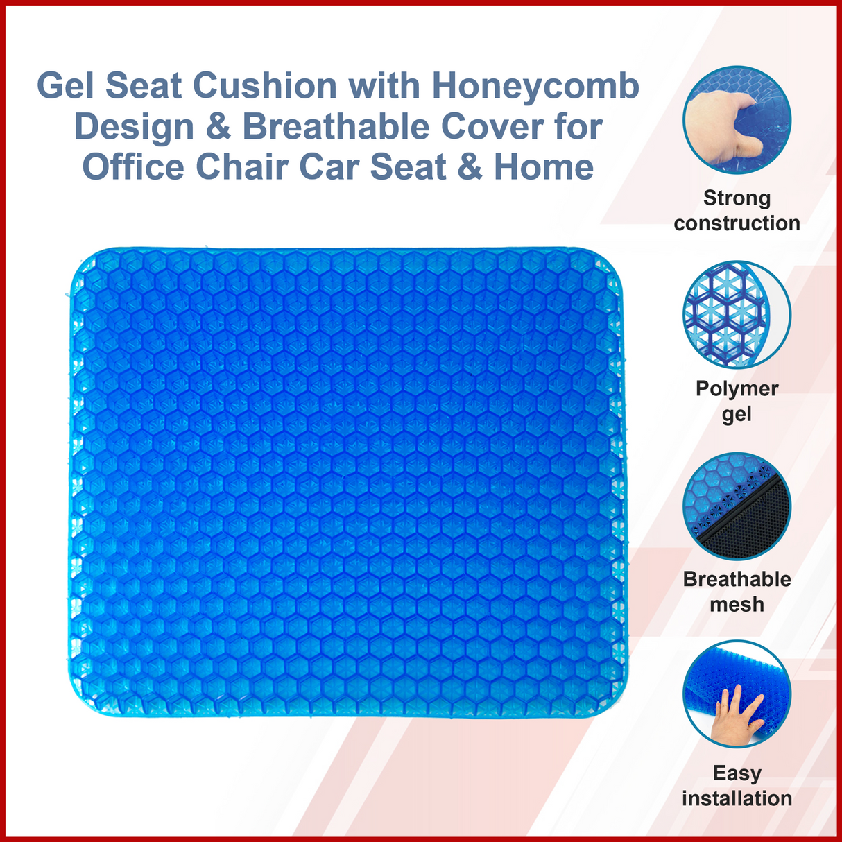 Gel Chair Seat Cushion For Lower Back Pain Pressure Relief Wheelchair Car Office