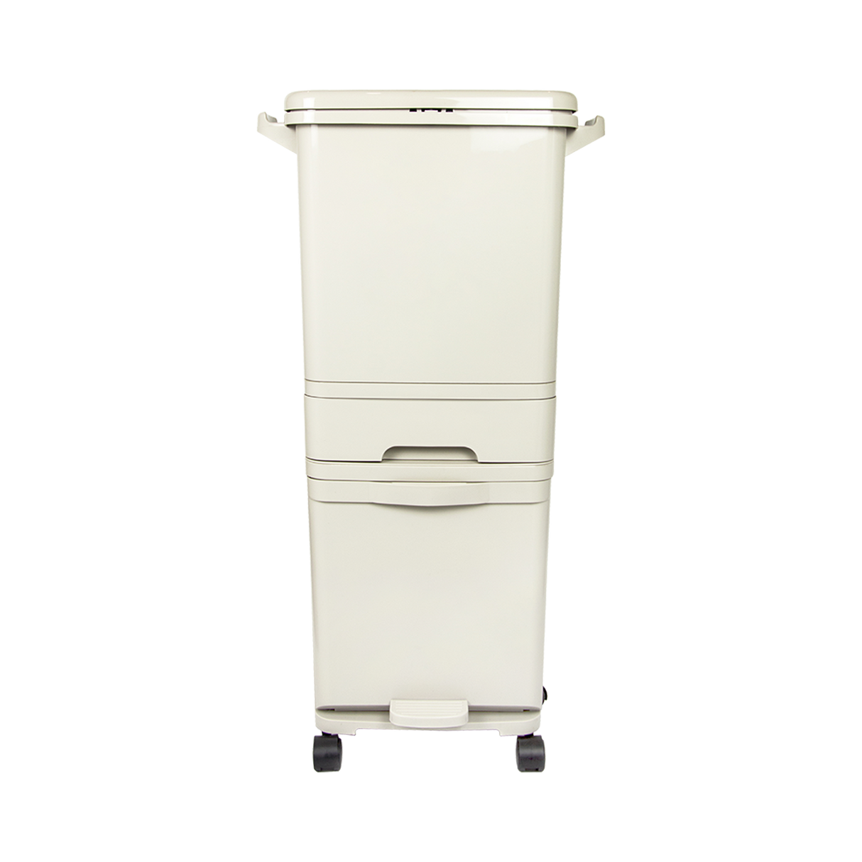 42L Rubbish Bin Waste Trash Can Pedal Recycling Kitchen Wheel 2 Compartment