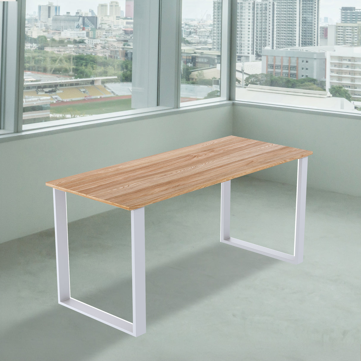 Square-Shaped Table Bench Desk Legs Retro Industrial Design Fully Welded - White