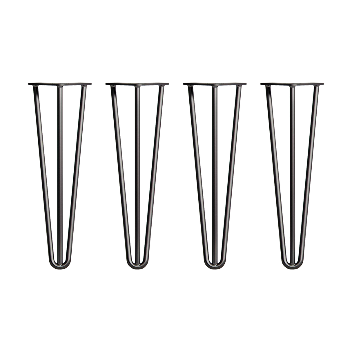 Set of 4 Industrial 3-Rod Retro Hairpin Table Legs 12mm Steel Bench Desk - 41cm Black