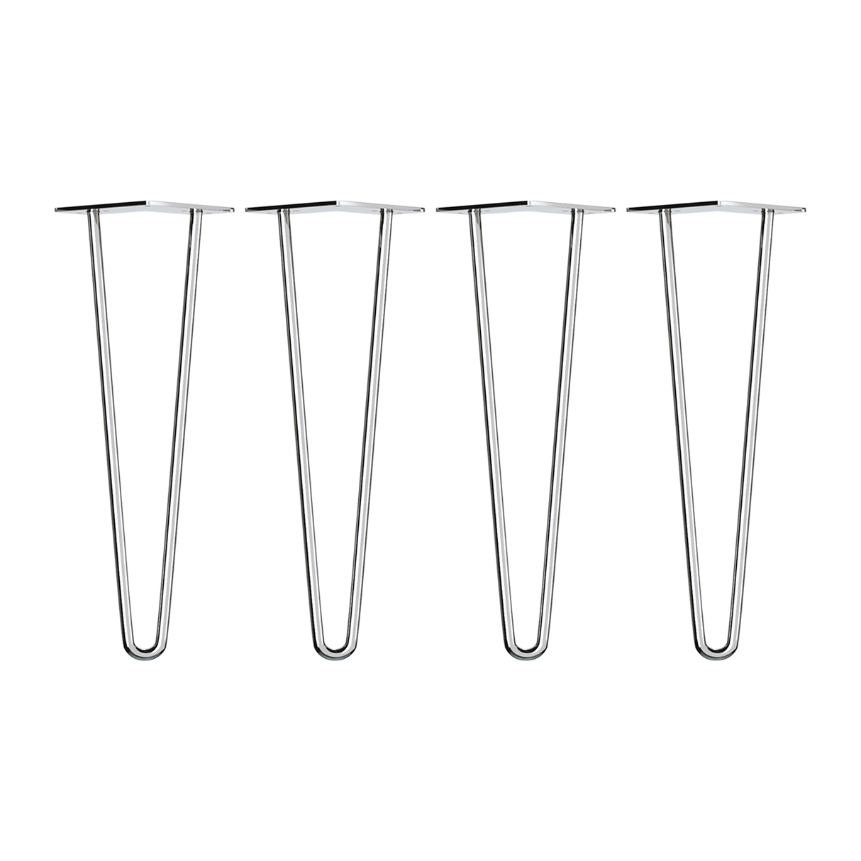 Set of 4 Chrome Retro Hairpin Table Legs 12mm Steel Bench Desk - 41cm