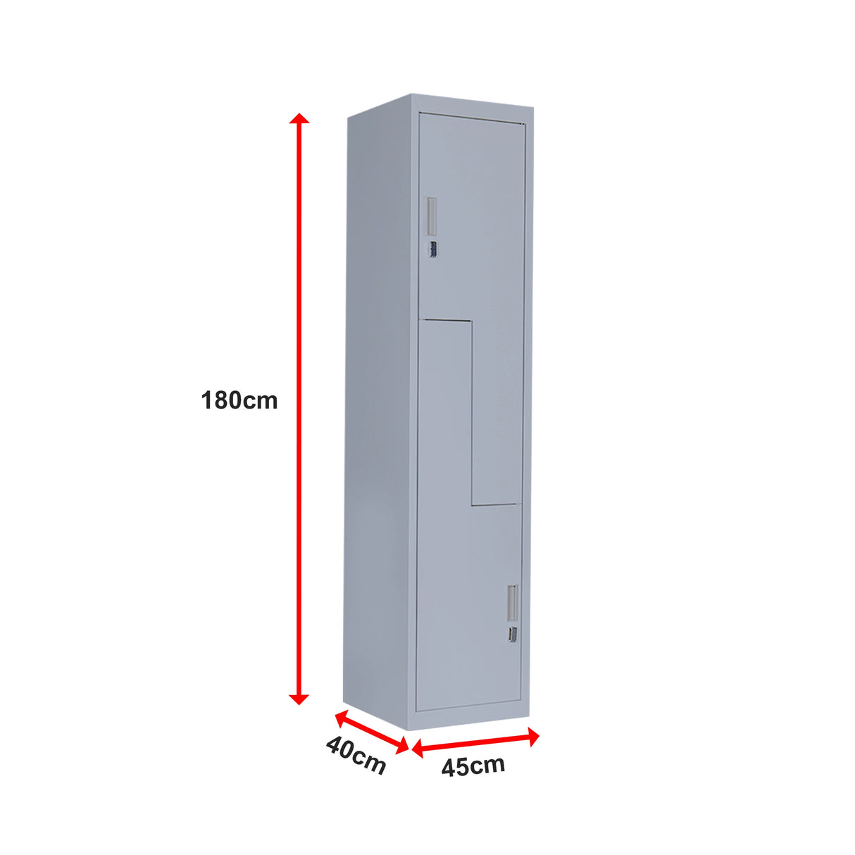 Grey Two-Door L-shaped Office Gym Shed Storage Lockers